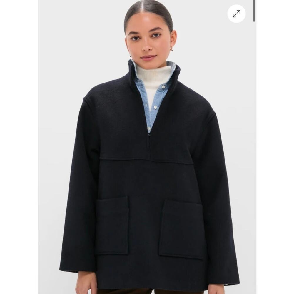 NWT Tuckernuck Joan Coat XL Womens Navy Wool Pullover Chic Classic Preppy